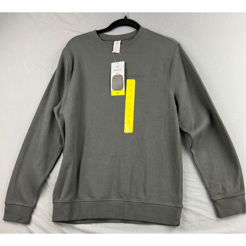 Hurley Sweatshirt Men Small New With Tags Crewneck Gray Waffle Knit Pullover NWT
